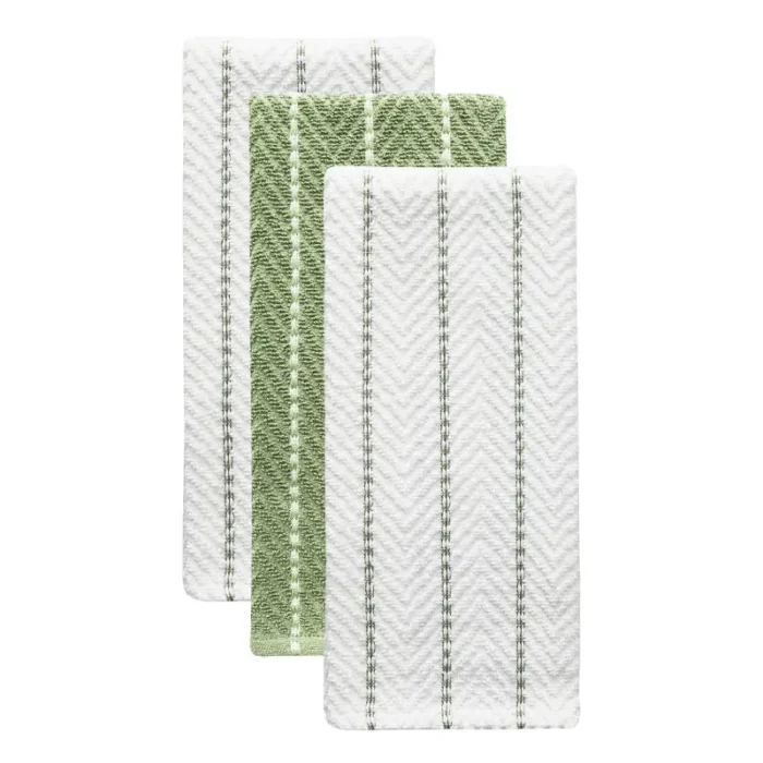 Herringbone Stripe - Organic Cotton Kitchen Towels, Pack of 3