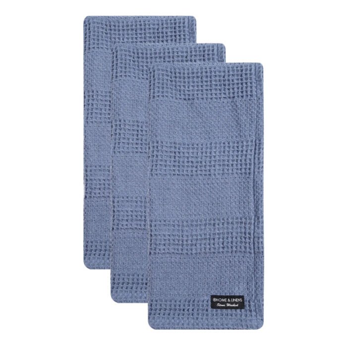Rustic Grid - Stone Washed Kitchen Towels, Pack of 3